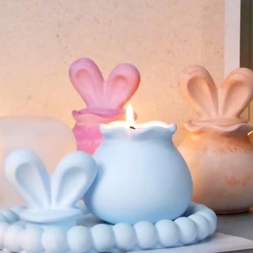 1/2 Stück 3D Ostern Kaninchen Silikonformen Gießformen,Silikon Gießform Kerzenhalter, Silikonform Hase, Osterhase Silikonform for Gips, Kerzen,Gips, Handwerk (Hase in Eierform) von Recitem