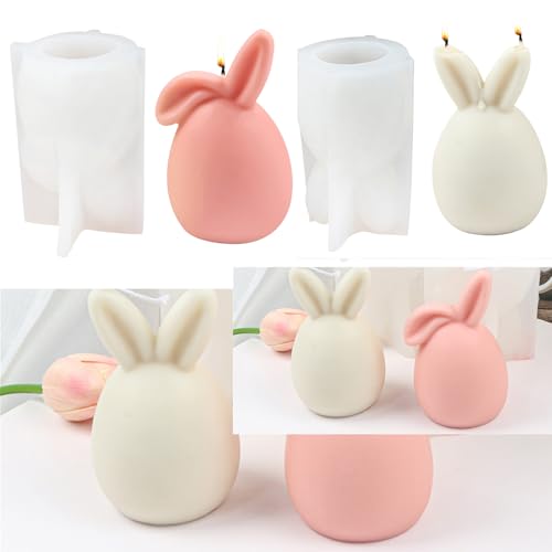 1/2 Stück 3D Ostern Kaninchen Silikonformen Gießformen,Silikon Gießform Kerzenhalter, Silikonform Hase, Osterhase Silikonform for Gips, Kerzen,Gips, Handwerk (Zwei Stile 2) von Recitem
