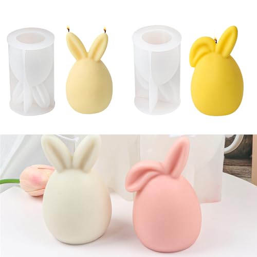 1/2 Stück 3D Ostern Kaninchen Silikonformen Gießformen,Silikon Gießform Kerzenhalter, Silikonform Hase, Osterhase Silikonform for Gips, Kerzen,Gips, Handwerk (Zwei Stile 3) von Recitem