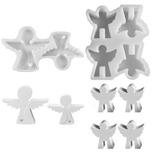 6 Stück Ostern Silikonformen Gießformen Engel, Silikonform Engel,Silikon GießForm Engel,Gipsformen zum GießEn,Kerzengel Transparent zum GießEn für Kerzen, Seife, Gips, Handwerk (Zwei Stile) von Recitem