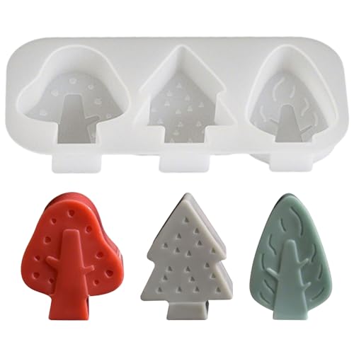 3 Stück 3D Weihnachtsbaum Silikonformen, Weihnachtsbaum Kerzenformen, 3D Kerzen Formen Silikon,DIY Silikonform Gießformen,3D Kreativer Weihnachtsbaum Silikonform für Duftkerzen (Set 1) von Recitem
