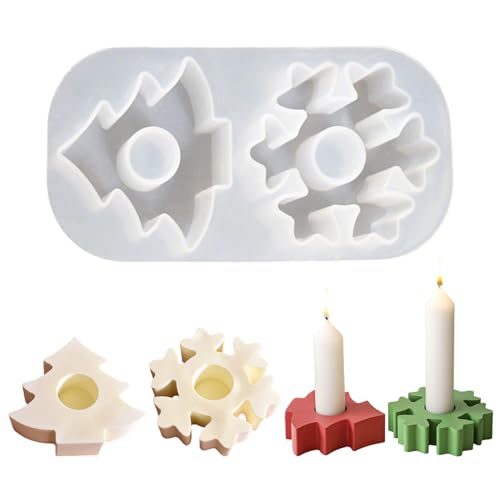 3 Stück 3D Weihnachtsbaum Silikonformen, Weihnachtsbaum Kerzenformen, 3D Kerzen Formen Silikon,DIY Silikonform Gießformen,3D Kreativer Weihnachtsbaum Silikonform für Duftkerzen (Set 3) von Recitem