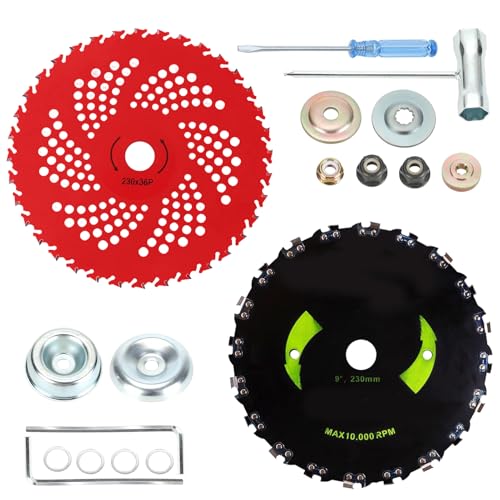 9" x 36 Zähne Hartmetallklingen & 9" x 20 Zähne Kettensägezahnschneider, runde Kettensägezahnbürstenblätter mit Universal-Adapter, passend für Freischneider, Trimmer Unkrautvernichter 9" x 36 Zähne Hartmetallklingen & 9" x 20 Zähne Kettensägezahnschneider, runde Kettensägezahnbürstenblätter mit Universal-Adapter, passend für Freischneider, Trimmer Unkrautvernichter von Recitem