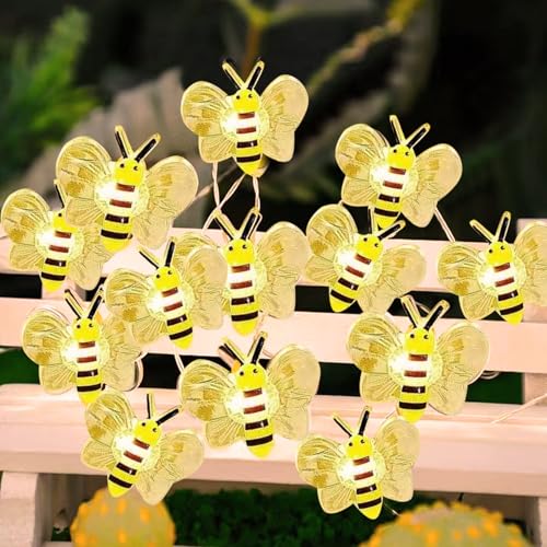 Bienenlichterkette 2 m mit 20 LEDs – Blumenlichterkette für Innen & Außen, batteriebetrieben, ideal für Blumenkästen, Garten, Terrasse & Balkon – LED-Lichterkette für Bienen im Freien​ (Stil 3) von Recitem