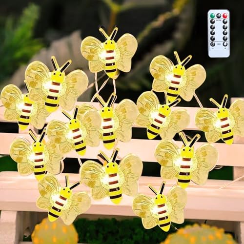 Bienenlichterkette 2 m mit 20 LEDs – Blumenlichterkette für Innen & Außen, batteriebetrieben, ideal für Blumenkästen, Garten, Terrasse & Balkon – LED-Lichterkette für Bienen im Freien​ (Stil 4) von Recitem