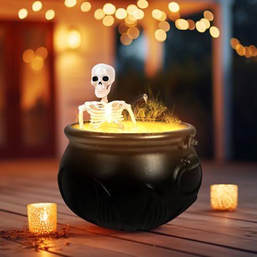 Halloween Deko Indoor – Hexenkessel mit Skelett & Nebelmaschine, Geister Halloween Dekorationen mit Nebel Diffusor für Tischdeko, Kamin, Schreibtisch, Mantel und Zuhause Halloween Deko Indoor – Hexenkessel mit Skelett & Nebelmaschine, Geister Halloween Dekorationen mit Nebel Diffusor für Tischdeko, Kamin, Schreibtisch, Mantel und Zuhause von Recitem