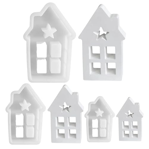 Haus Silikonformen Gießformen Häuser Kerzenformen zum Gießen, 3D Silikonform, Leuchtturm Haus Silikonform Kerze, Silikonformen Epoxidharz für Beton, Kerzenform,Handwerk,Gips (Drei Größen) von Recitem