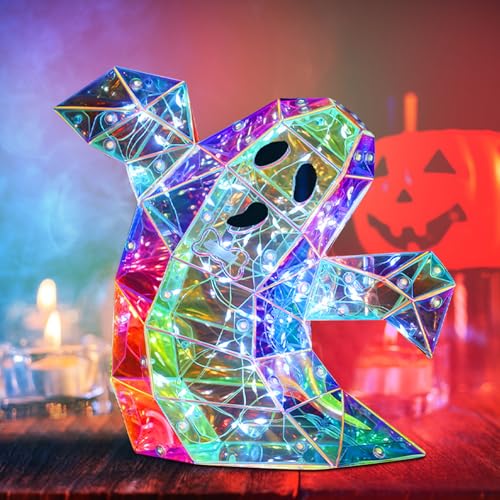 Recitem Prismatische Iridescente Geisterstatue mit LED, Kunststatue für Halloween Party Deko, Geburtstag, Thanksgiving, Weihnachten - Spukige Tischdeko für Jungen und Mädchen Recitem Prismatische Iridescente Geisterstatue mit LED, Kunststatue für Halloween Party Deko, Geburtstag, Thanksgiving, Weihnachten - Spukige Tischdeko für Jungen und Mädchen von Recitem
