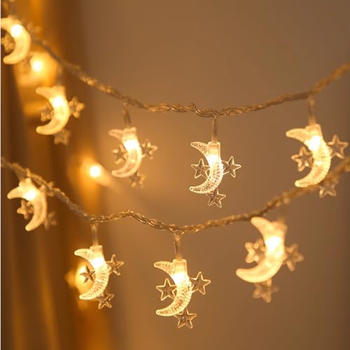 Recitem Lichterketten Vorhang LED Sterne Mond Lichterkette,USB-Deko Lichterkette mit Stern und Mond, Lichtervorhang Innen Außen Deko für Ramadan, Party, Fenster, Hochzeit,10M 100 Stück Recitem Lichterketten Vorhang LED Sterne Mond Lichterkette,USB-Deko Lichterkette mit Stern und Mond, Lichtervorhang Innen Außen Deko für Ramadan, Party, Fenster, Hochzeit,10M 100 Stück von Recitem