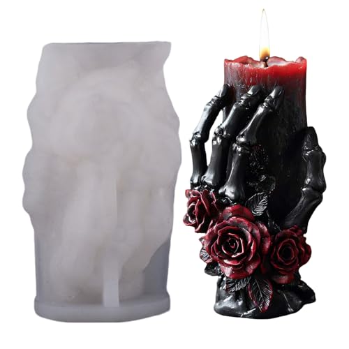 Recitem Skelett Silikonformen Halloween Kerzenform Gießform Für Handwerk 3D-Motiv Backformen Flexible Silikonmaterial Präzisionsdesign DIY-Projekte (B) von Recitem