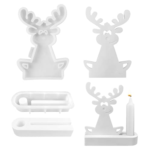Silikonformen Gießformen Weihnachten Kerzenhalter, DIY Silikonform Weihnachts-Silikonform, Kreative Silikon Gießform für Kerzen und Gips, Weihnachts-Dekoration Gießformen (Set 13) von Recitem