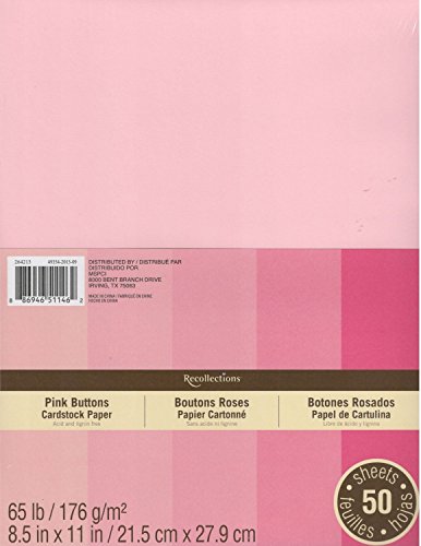 Recollections Kartonpapier, 21,8 x 27,9 cm, rosa Knöpfe, 50 Blatt (Vorteilspackung) von Recollections