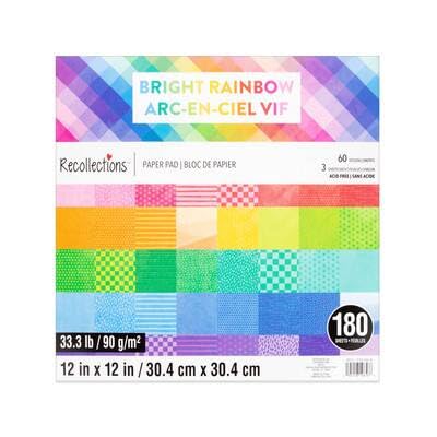 Recollections Regenbogen-Papierblock, 30,5 x 30,5 cm, Premium-Scrapbook und Bastelpapier für DIY-Projekte, Kartenherstellung und dekorative Kunst, 180 Blatt von Recollections