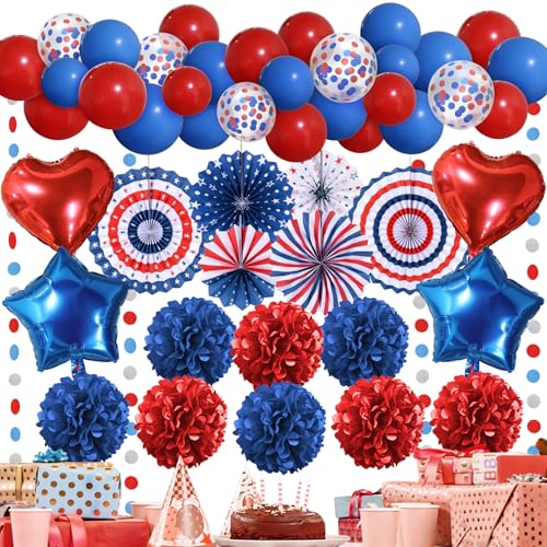 Premium Rot-Blau Partydeko - Pompom Ballon Supplies für USA 4th of July Patriotische Dekorationen, Geburtstag, Unabhängigkeitstag, Hochzeit Premium Rot-Blau Partydeko - Pompom Ballon Supplies für USA 4th of July Patriotische Dekorationen, Geburtstag, Unabhängigkeitstag, Hochzeit von Recosis