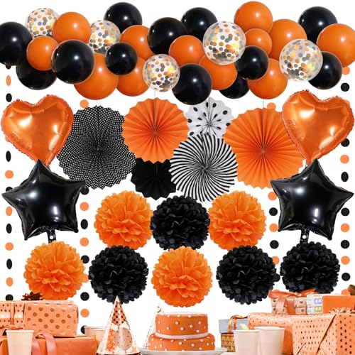 Premium Schwarz Orange Partydeko - Pompom Ballon Party Zubehör für Halloween Dekorationen Indoor Geburtstagsparty Halloween Haunted House Dekor Spinne Fledermaus Geist Hintergrund für Zuhause Premium Schwarz Orange Partydeko - Pompom Ballon Party Zubehör für Halloween Dekorationen Indoor Geburtstagsparty Halloween Haunted House Dekor Spinne Fledermaus Geist Hintergrund für Zuhause von Recosis