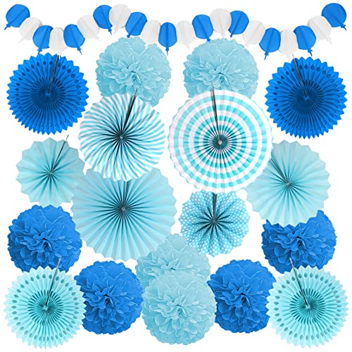 Recosis Blau Party Dekoration, Papier Pompoms Aufhängen Fächer Girlande für Fiesta Party Dekoration Taufe Mädchen Babydusche Party Hochzeit Geburtstag Festival Recosis Blau Party Dekoration, Papier Pompoms Aufhängen Fächer Girlande für Fiesta Party Dekoration Taufe Mädchen Babydusche Party Hochzeit Geburtstag Festival von Recosis