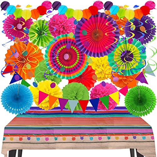 Recosis Fiesta Party Dekorationen, Mehrfarbige Tischdecke Papier Fächer Pompons Papier Ballon Girlanden für Fiesta Geschenke Mexikanische Cinco De Mayo Taco-Geburtstagsparty Supplies Recosis Fiesta Party Dekorationen, Mehrfarbige Tischdecke Papier Fächer Pompons Papier Ballon Girlanden für Fiesta Geschenke Mexikanische Cinco De Mayo Taco-Geburtstagsparty Supplies von Recosis