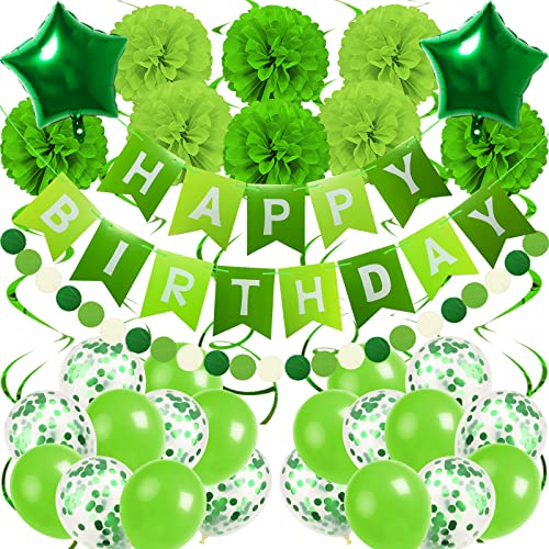 Recosis Geburtstagsdeko, Happy Birthday Banner mit Pompoms Papier Girlande Wimpel Spiral und Luftballon Kindergeburtstag für Mädchen Junge Mann Frauen Geburtstags Dekorationen (Grün) Recosis Geburtstagsdeko, Happy Birthday Banner mit Pompoms Papier Girlande Wimpel Spiral und Luftballon Kindergeburtstag für Mädchen Junge Mann Frauen Geburtstags Dekorationen (Grün) von Recosis