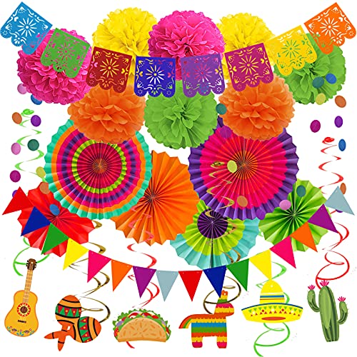 Recosis Mexikanische Party Dekorationen, Mehrfarbig Papier Pompom Aufhängen Fächer Mexiko-Banner Hanging Wirbel Girlande für Geburtstag Festliche Cinco De Mayo Fiesta Party Gefälligkeiten Recosis Mexikanische Party Dekorationen, Mehrfarbig Papier Pompom Aufhängen Fächer Mexiko-Banner Hanging Wirbel Girlande für Geburtstag Festliche Cinco De Mayo Fiesta Party Gefälligkeiten von Recosis