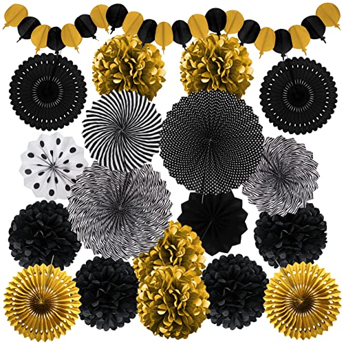 Recosis Schwarz Gold Party Dekoration, Papier Pompoms Aufhängen Fächer Girlande für Geburtstag Set Abschlussfeier Ruhestandsfeierdekor Graduierung Party Karneval Fasching Partydekorationen Recosis Schwarz Gold Party Dekoration, Papier Pompoms Aufhängen Fächer Girlande für Geburtstag Set Abschlussfeier Ruhestandsfeierdekor Graduierung Party Karneval Fasching Partydekorationen von Recosis