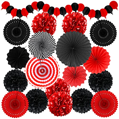 Recosis Schwarz Rot Party Dekoration, Papier Pompoms Aufhängen Fächer Girlande für Geburtstag Set Abschlussfeier Ruhestandsfeierdekor Graduierung Party Karneval Fasching Partydekorationen Recosis Schwarz Rot Party Dekoration, Papier Pompoms Aufhängen Fächer Girlande für Geburtstag Set Abschlussfeier Ruhestandsfeierdekor Graduierung Party Karneval Fasching Partydekorationen von Recosis