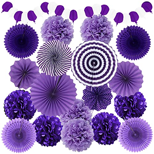 Recosis Violett Party Dekoration, Papier Pompoms Aufhängen Fächer Girlande für Fiesta Party Dekoration Taufe Mädchen Babydusche Party Hochzeit Geburtstag Festival Recosis Violett Party Dekoration, Papier Pompoms Aufhängen Fächer Girlande für Fiesta Party Dekoration Taufe Mädchen Babydusche Party Hochzeit Geburtstag Festival von Recosis
