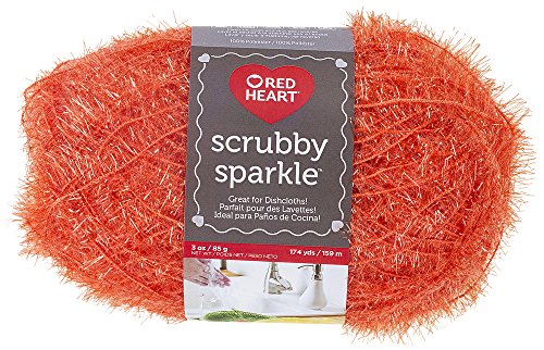 Red Heart Scrubby Sparkle E851.8260 Garn, orange von Red Heart