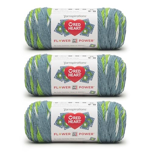 Red Heart All in One Flower Power Come on Clover-Garn, 3 Packungen mit 250 g, 100% Acryl, Kammgarn Nr. 4 (Medium), 400 Meter – Stricken/Häkeln von Red Heart