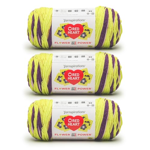 Red Heart All in One Flower Power Dapper Daphne Garn, 100% Acryl, Kammgarn Nr. 4, 400 m, 3 Stück von Red Heart
