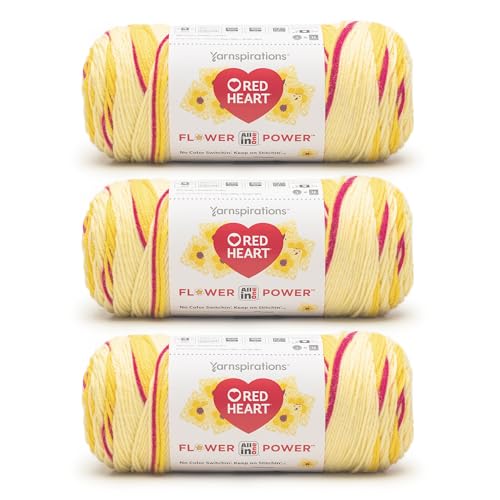 Red Heart All in One Flower Power Dilly Daylily-Garn, 100% Acryl, Kammgarn Nr. 4, 400 m, 3 Stück Red Heart All in One Flower Power Dilly Daylily-Garn, 100% Acryl, Kammgarn Nr. 4, 400 m, 3 Stück von Red Heart