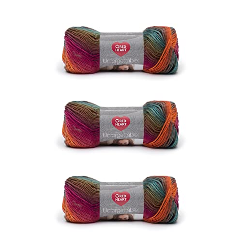 Red Heart Boutique Unforgettable Sunrise Garn – 3 Packungen mit 100 g – Acryl – 4 Medium (Kamm) – 270 Meter – Stricken/Häkeln von Red Heart