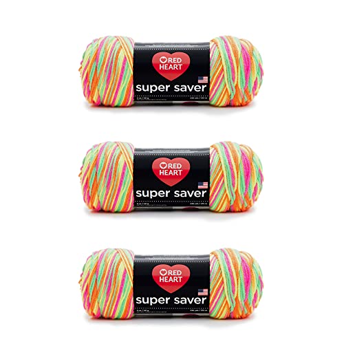 Red Heart E300B.3934P03 Super Saver Garn, Acryl, Tag Glow, 3 Pack, 3 stück Red Heart E300B.3934P03 Super Saver Garn, Acryl, Tag Glow, 3 Pack, 3 stück von Red Heart
