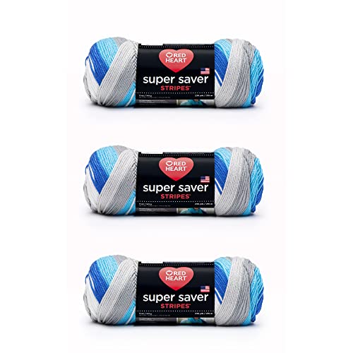 Red Heart E300B.4147P03 Super Saver Garn, Acryl, Calm Stripe, 3 Pack, 3 Count Red Heart E300B.4147P03 Super Saver Garn, Acryl, Calm Stripe, 3 Pack, 3 Count von Red Heart