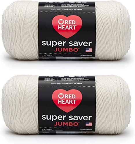 Red Heart Super Saver Jumbo-Aran-Garn, 2 Packungen mit 396 g – Acryl – 4 Medium (Kammgarn) – 700 Meter – Stricken/Häkeln Red Heart Super Saver Jumbo-Aran-Garn, 2 Packungen mit 396 g – Acryl – 4 Medium (Kammgarn) – 700 Meter – Stricken/Häkeln von Red Heart