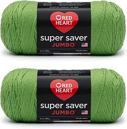 Red Heart Super Saver Jumbo-Garn, Frühlingsgrün, 2 Packungen mit 396 g – Acryl – 4 Medium (Kammgarn) – 700 Meter – Stricken/Häkeln von Red Heart
