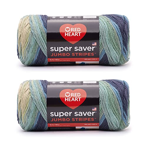 Red Heart Super Saver Jumbo Sutherland Stripe Garn – 2 Packungen mit 283 g – Acryl – 4 Medium (Kammgarn) – 480 Meter – Stricken/Häkeln von Red Heart