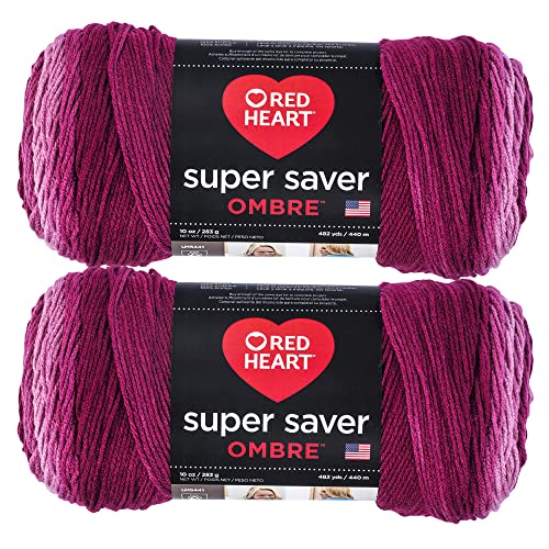 Red Heart E305.3965P02 Super Saver Jumbo Garn, Acryl, Anemone Ombre, 2 Pack, 880 Meter von Red Heart