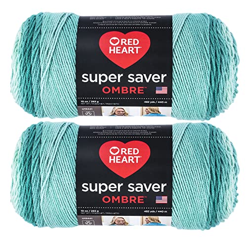 Red Heart E305.3970P02 Super Saver Jumbo Garn, Acryl, Spearmint Ombre, 2 Pack, 2 Count von Red Heart
