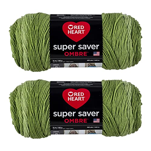Red Heart E305.4933P02 Super Saver Jumbo Garn, Acryl, Green Apple Ombre, 2 Pack, 2 Count von Red Heart