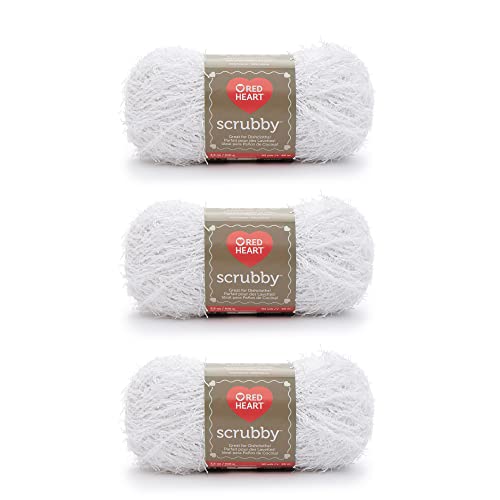 Red Heart E833.0010P03 Scrubby Garn, Polyester, coconut, 3 Pack, 3 Count von Red Heart