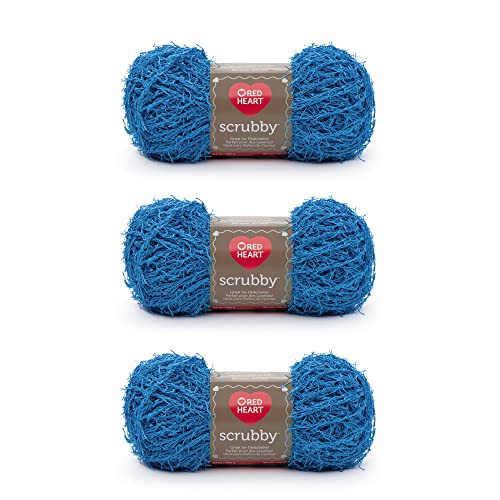 Red Heart E833.0501P03 Scrubby Garn, Polyester, ocean, 3 Pack, 3 Count von Red Heart