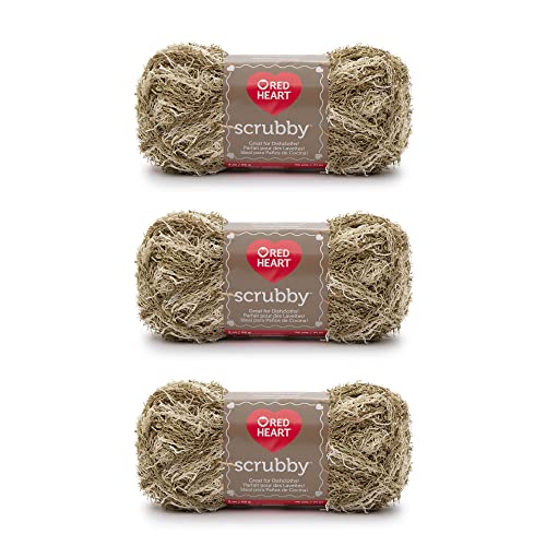 Red Heart E833.0938P03 Scrubby Garn, Polyester, almond, 3 Pack, 3 Count von Red Heart