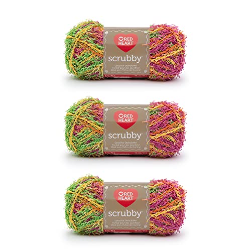Red Heart E833.0980P03 Scrubby Garn, Polyester, Tropical, 3 Pack, 3 Count von Red Heart
