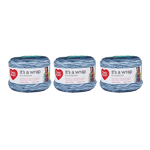 Red Heart It's A Wrap Nautisches Garn – 3 Packungen mit 150 g – Acryl-Baumwollmischung – 2 fein – 600 Meter – Stricken, Häkeln und Basteln von Red Heart