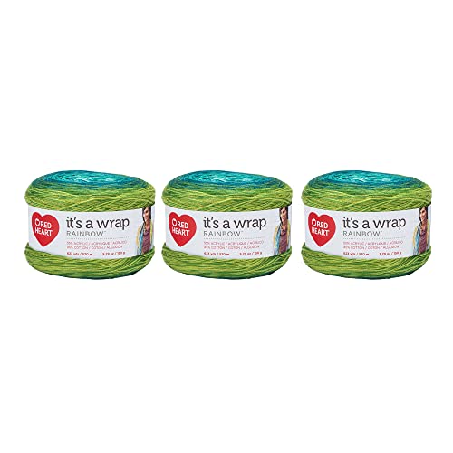 Red Heart It's A Wrap Seeglas-Garn, 150 g, Acryl-Baumwoll-Mischgewebe, 2 fein, 600 m, Stricken/Häkeln, 3 Stück Red Heart It's A Wrap Seeglas-Garn, 150 g, Acryl-Baumwoll-Mischgewebe, 2 fein, 600 m, Stricken/Häkeln, 3 Stück von Red Heart