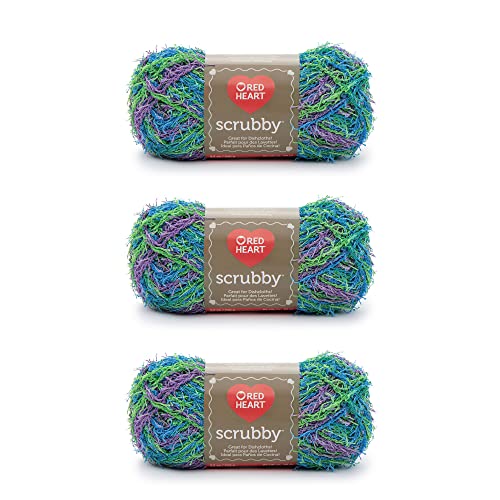 Red Heart Scrubby Capri-Garn – 3 Packungen mit 85 g – Polyester – 4 Medium (Kammgarn) – 78 Meter – Stricken/Häkeln von Red Heart