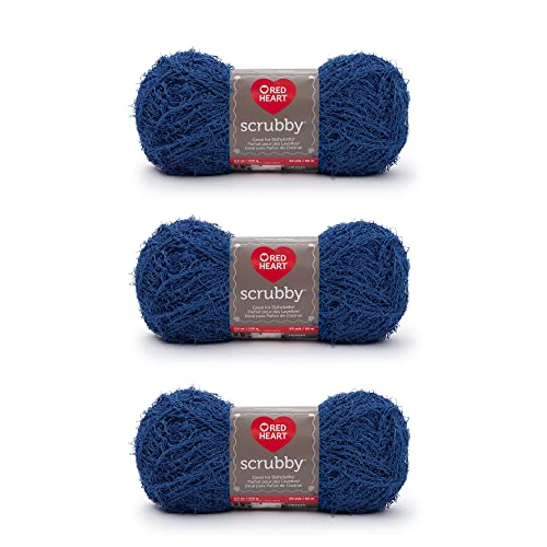 Red Heart Scrubby Royal Garn – 3 Stück 100 g – Polyester – 4 Medium (Kammgarn) – 90 Meter – Stricken, Häkeln und Basteln von Red Heart