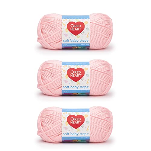 Red Heart Soft Baby Steps Garn, 3er-Pack, 141 g, Acryl, Rosa, 4 Medium (Kammgarn), 234 m, für Stricken, Häkeln und Basteln von Red Heart