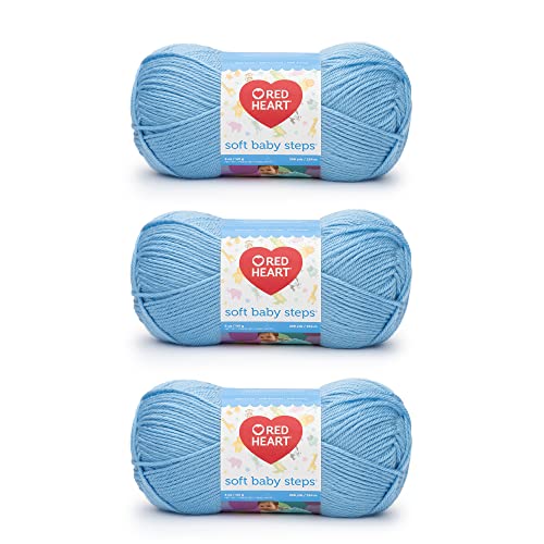 Red Heart Soft Baby Steps Garn, 3er-Pack, 141 g, Acryl, Blau, 4 Medium (Kammgarn), 234 m, für Stricken, Häkeln und Basteln von Red Heart