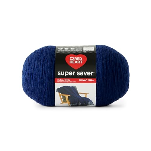 Red Heart Super Saver 1000 g/m² Garn, 1 Packung mit 998 g, 100% Acryl, Nr. 4 Kammgarn (mittel), 1700 m, zum Stricken, Häkeln, Basteln und Amigurumi, Marineblau von Red Heart